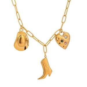 18K Gold Plated -  Cowboy Inspired Charm Necklace